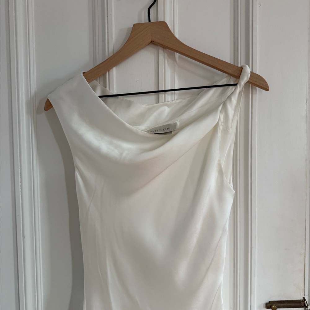 BHLDN Sienna Off-The-Shoulder High-Shine Satin Maxi Dress - Picture 5 of 7
